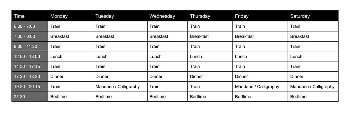 Training Schedule