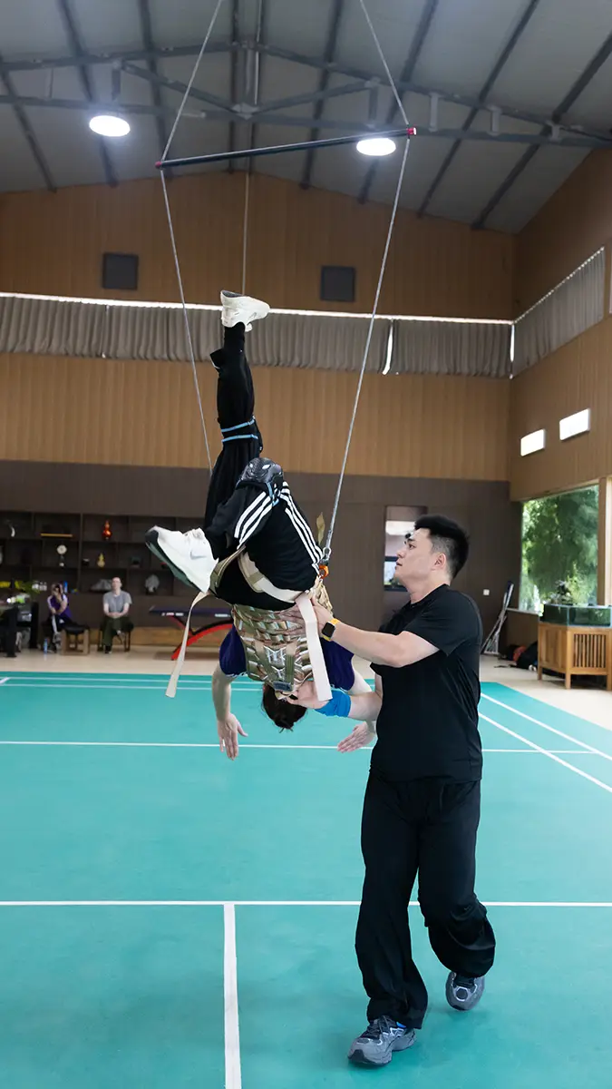Stunt Wire Training ISDA Stunt Training Camp in China at International Shaolin Dragon Academy